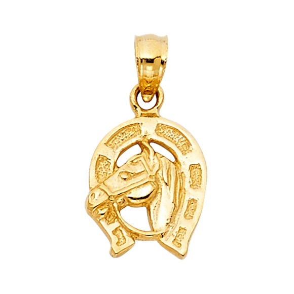 14K Yellow Gold Lucky Horsehoe Pendant